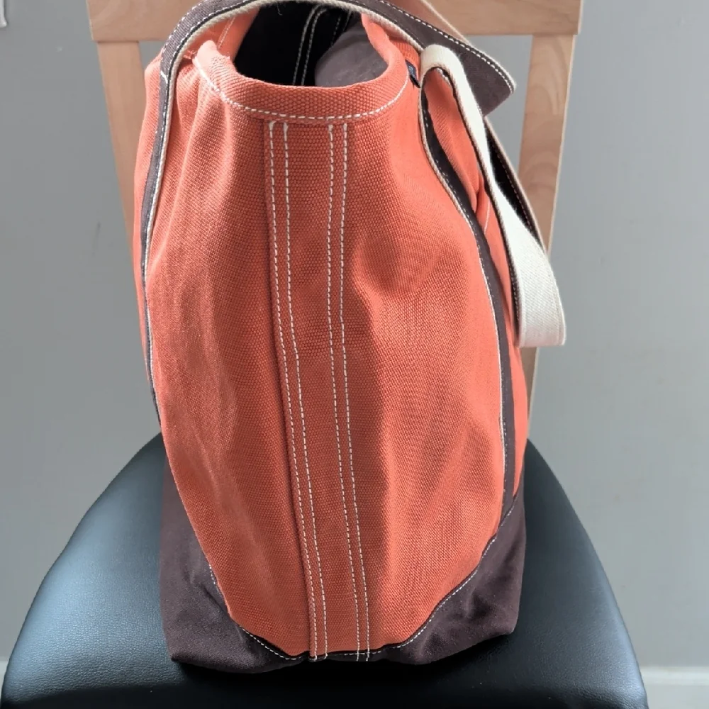 Lands' End Orange Large Canvas Zip-Top Tote EUC - Picture 6 of 9